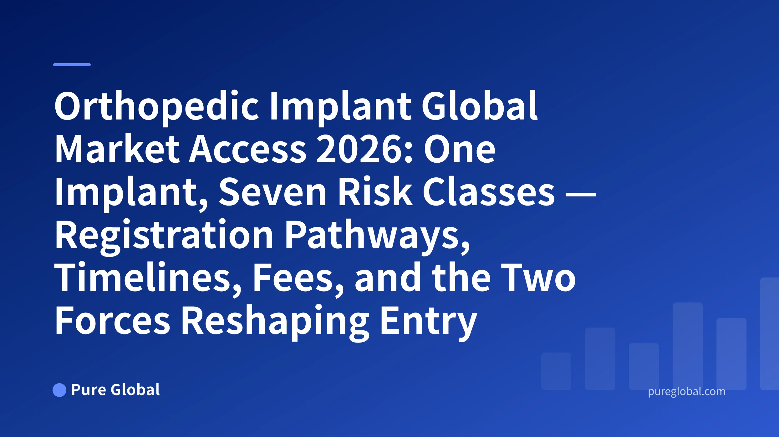 Orthopedic Implant Global Market Access 2026 — Pure Global cover on a blue gradient background