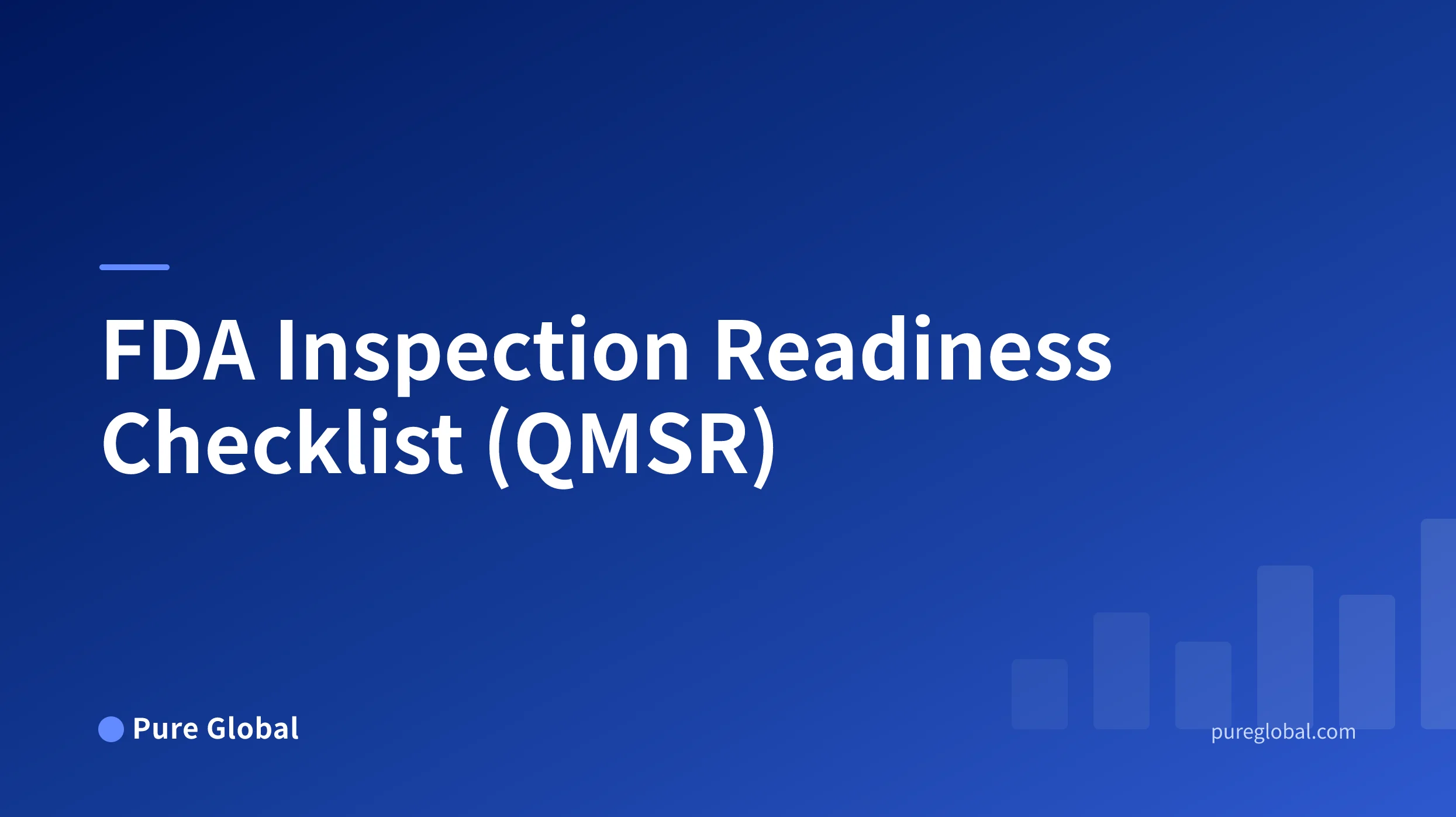 FDA Inspection Readiness Checklist title on a Pure Global cover with a blue gradient background