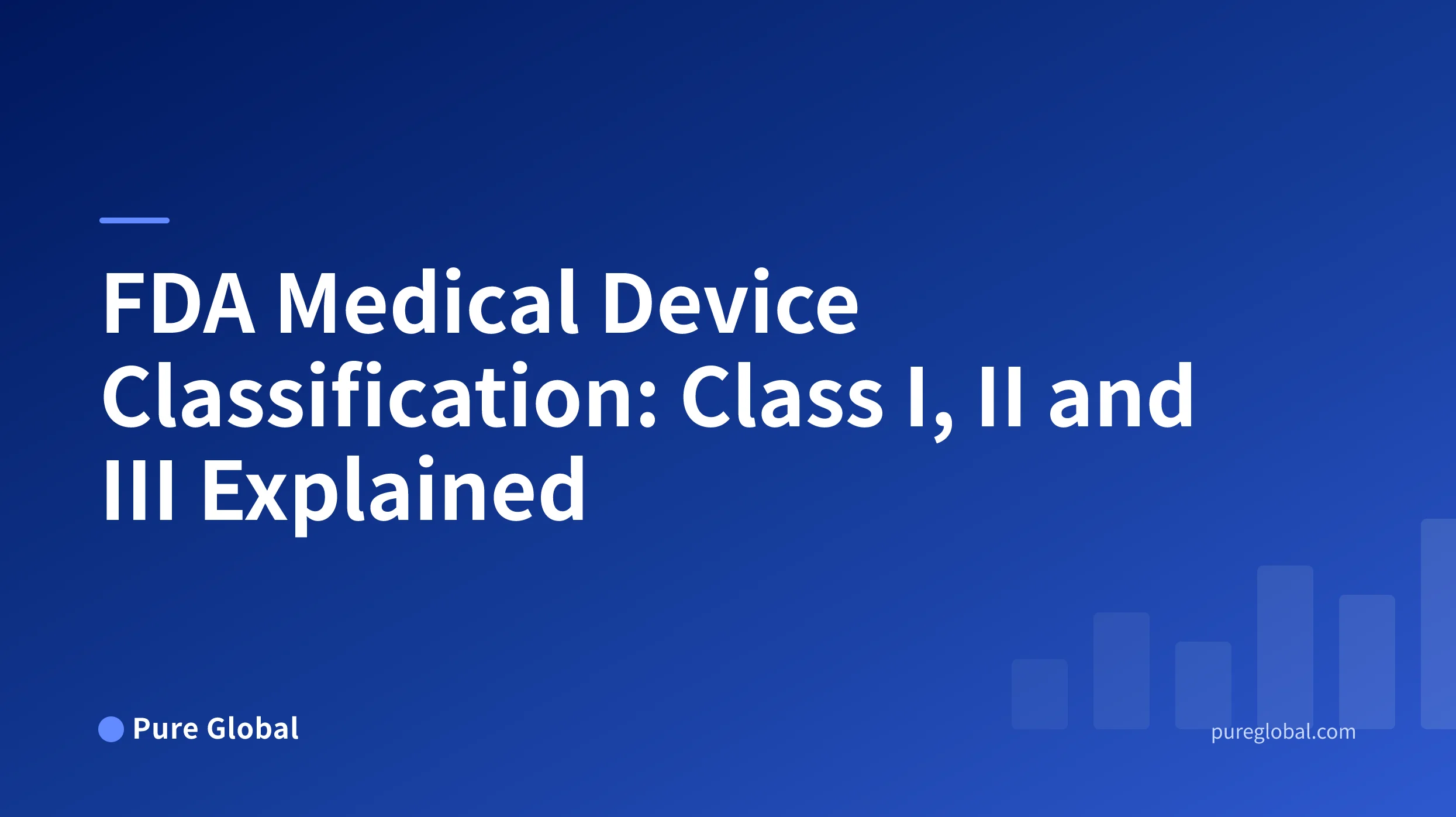 FDA Medical Device Classification title on a Pure Global cover with a blue gradient background
