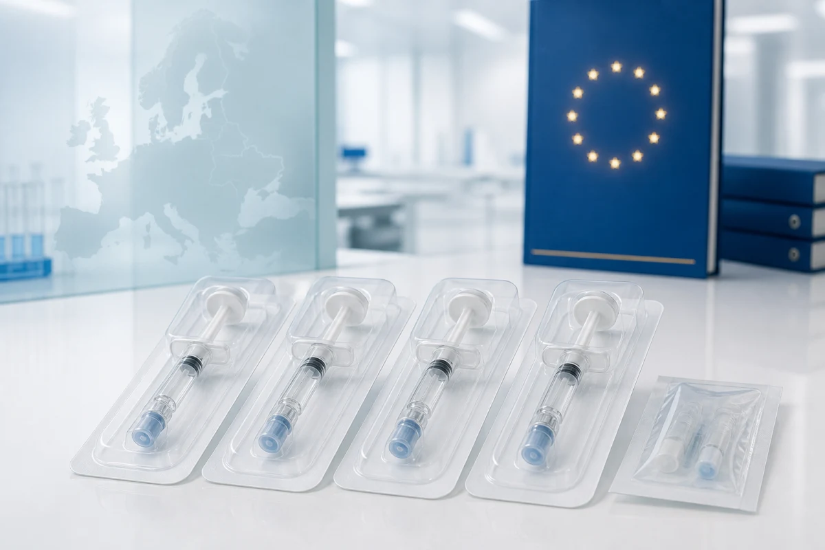 Jeringas de relleno dérmico que representan una línea de dispositivos estéticos Clase III certificados bajo el MDR de la UE