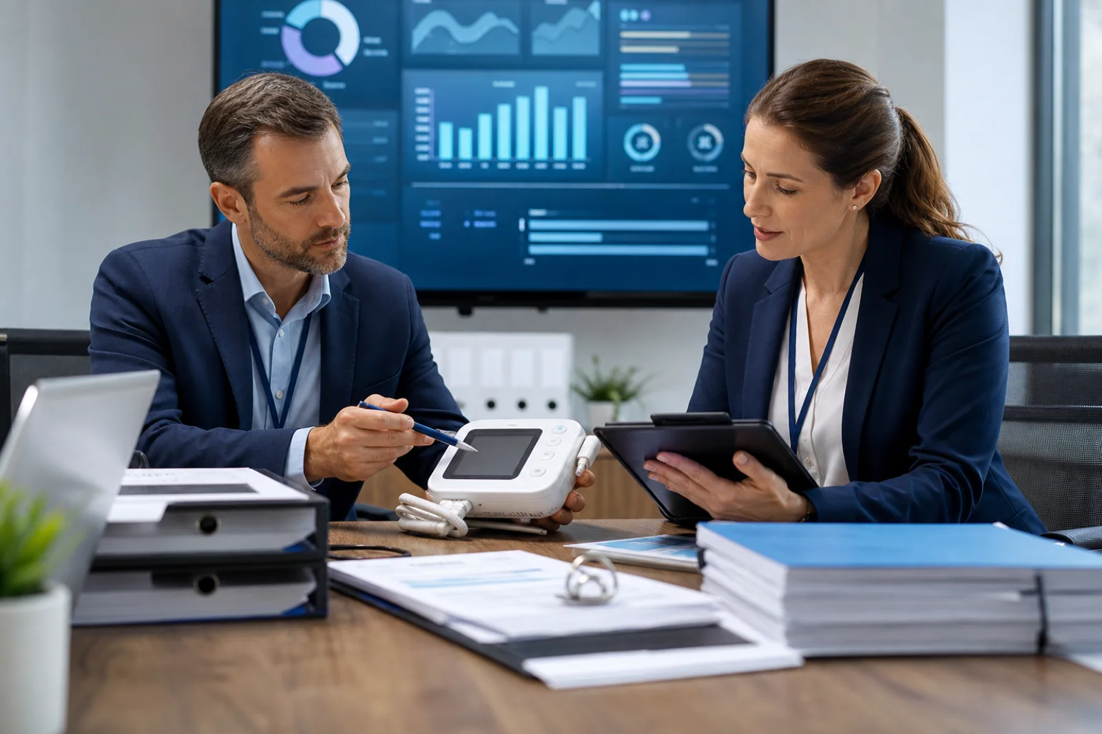 Medical device quality consultant conducting an audit readiness review with a quality lead