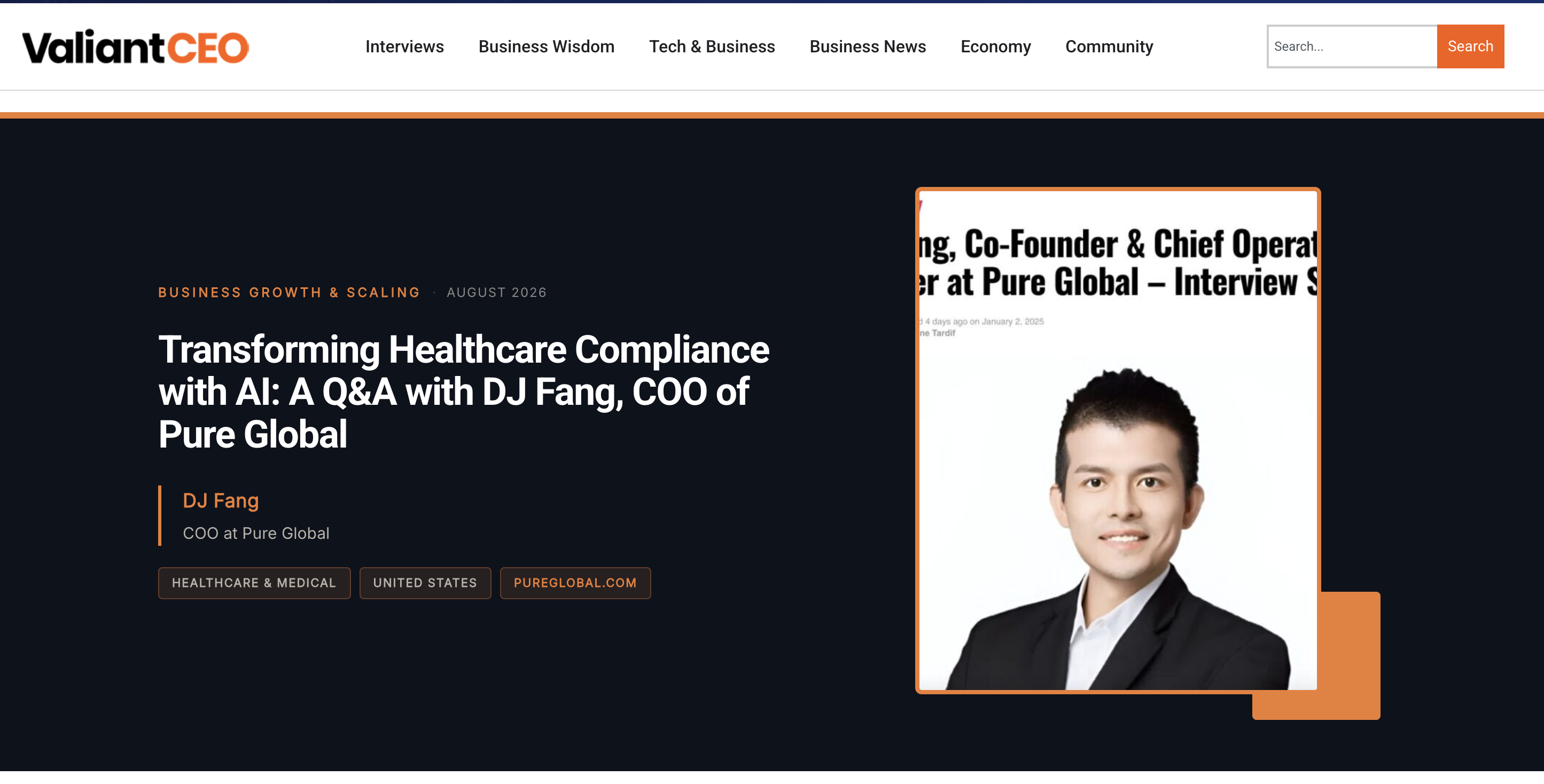 DJ Fang 在 ValiantCEO 专访中探讨 AI 与医疗合规